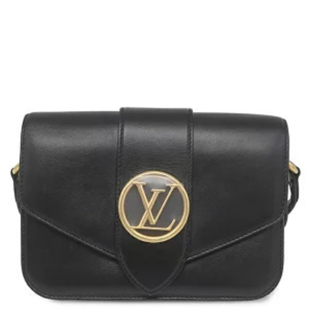 Louis Vuitton Shoulder Bag LV Pont Neuf Smooth Leather Noir Black Pink Circle